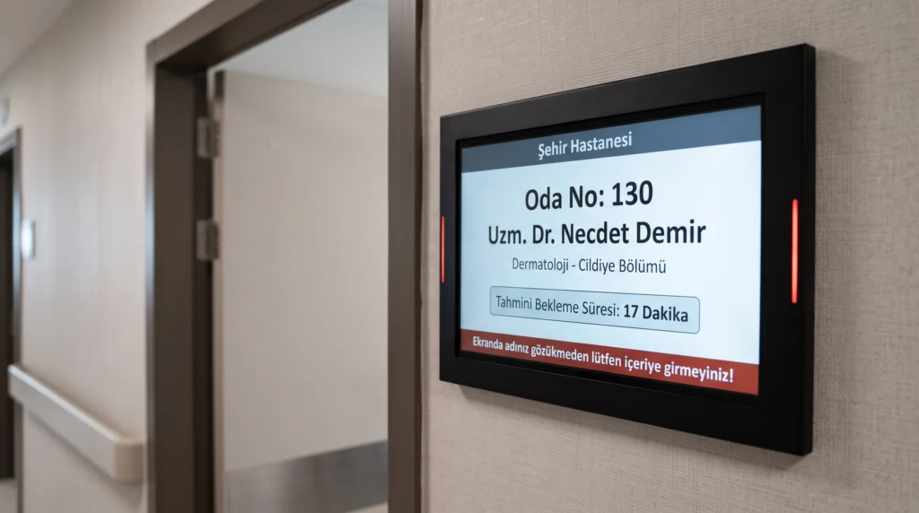 Kapı Onu Bilgilendirme Ekranı, Endustriyel Monitor, Hasta Bilgilendirme Ekranı